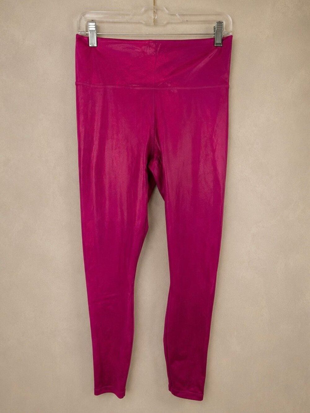Fabletics Size L High-Waisted Iridescent Luxe Tall Leggings NWT Pink Metallic